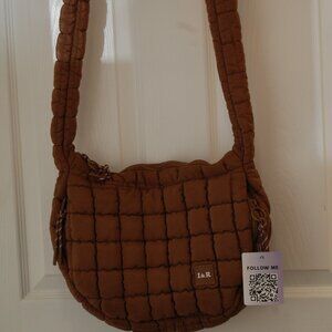 IRIS and Rainbow Brown Puffy Quilted Shoulder Bag NWT